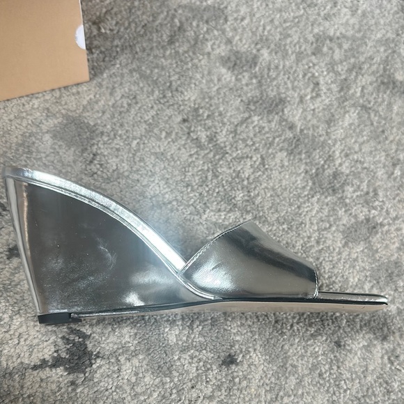 Wandler Silver Wedge Sandals with Crossover Straps - Picture 6 of 6